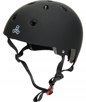Triple Eight Dual Certified Black Rubber Skateboard Helmet XS/S