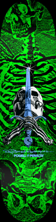 Powell Peralta - Ray Bones Rodriguez - Skull & Sword 8" Skateboard Deck - Green/Black