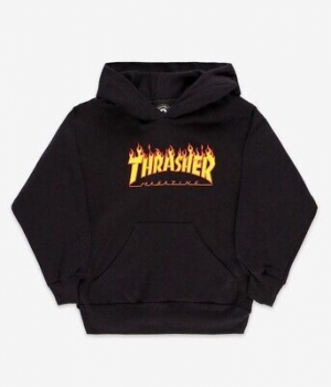Trasher Hoodie Flames Black Kids S